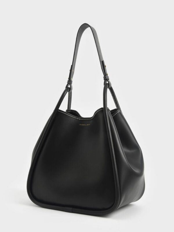 Lyla Tubular Slouchy Tote Bag - Black - Image 4
